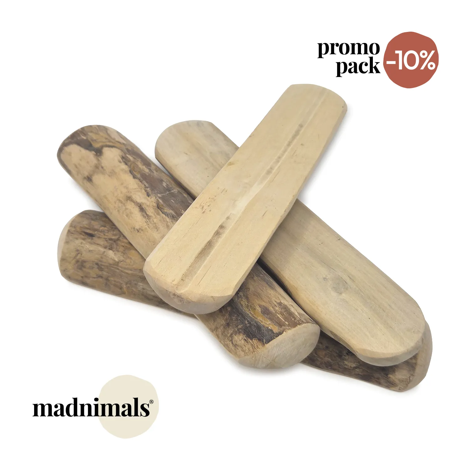 Madnimals - tranche de bois de Café - M - Lot de 4