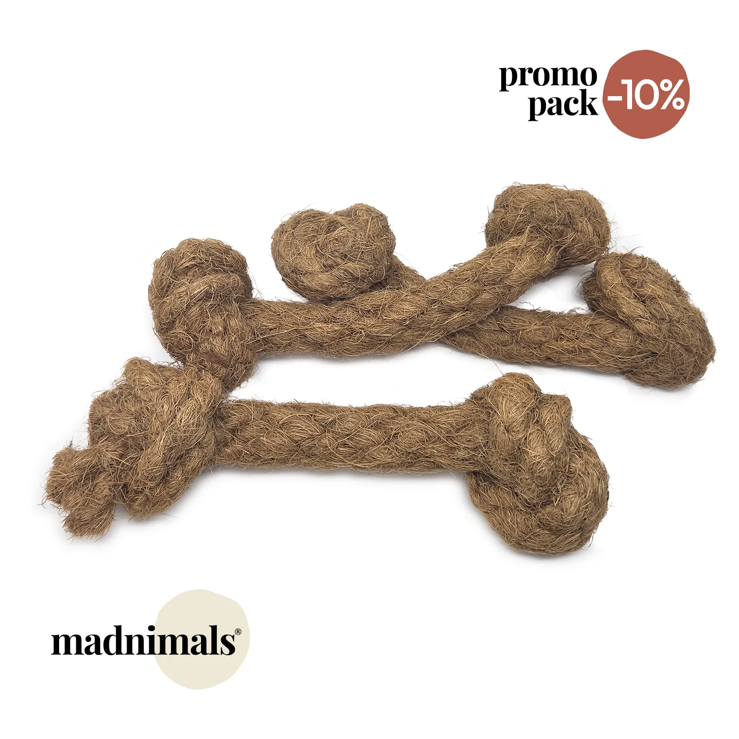 Madnimals - Os en corde de coco - Lot de 3